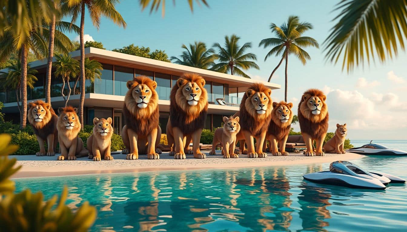 découvrez la collection lazy lions et rejoignez une communauté exclusive réunie autour d'une île privée virtuelle, un espace unique pour partager et créer ensemble.